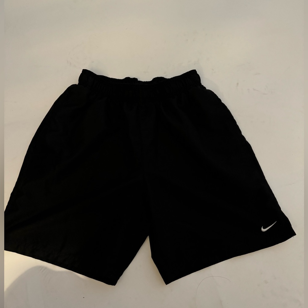 Nike shorts, black, elastic waist, 2 front pockets, size small, pre-loved